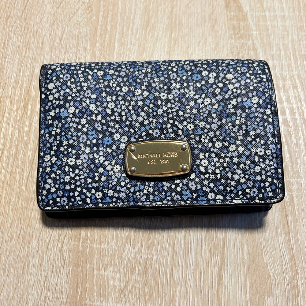 Michael Kors Blue Floral Wristlet